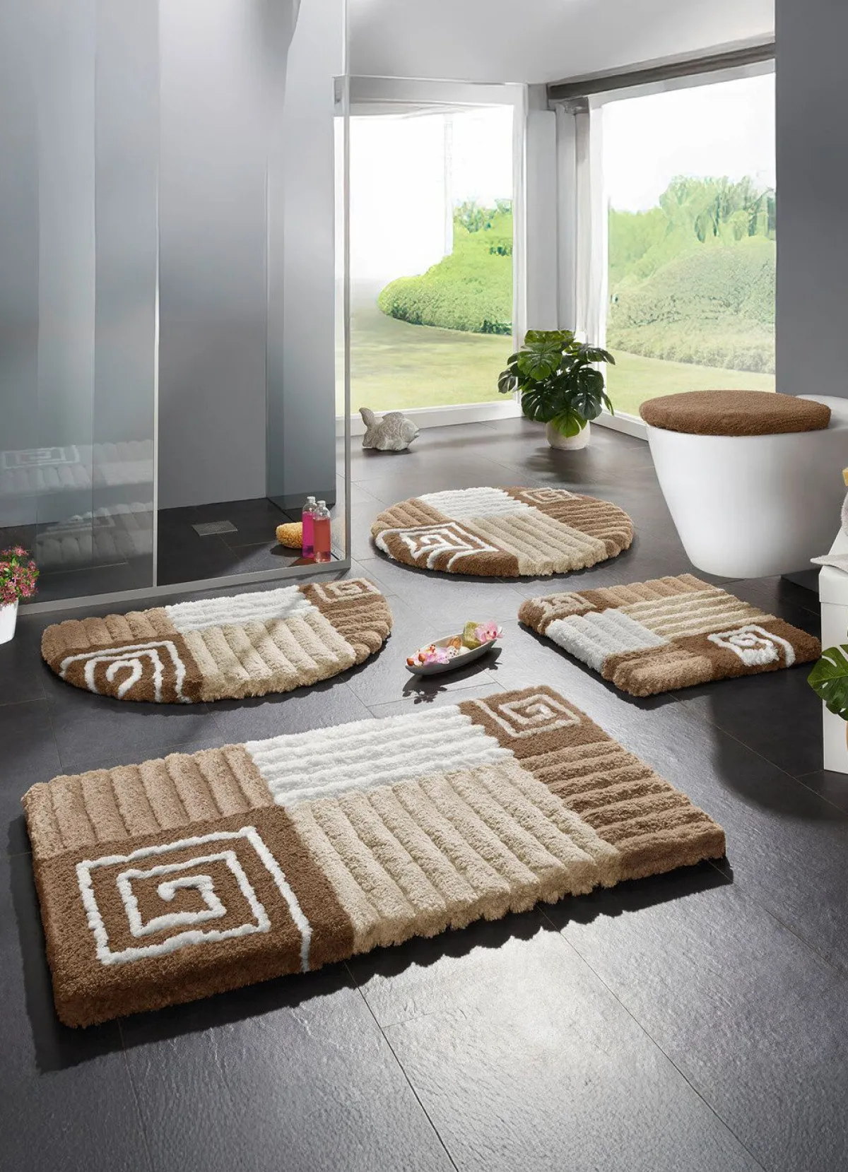 New BADER Badgarnitur mit rutschhemmender Rückseite BEIGE