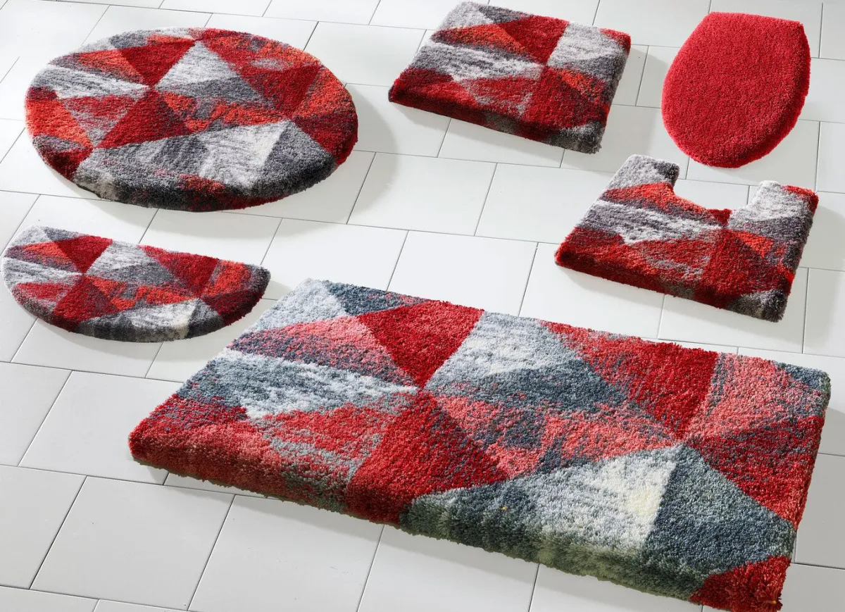 GRUND Badgarnitur von mit geometrischem Dessin ROT-GRAU