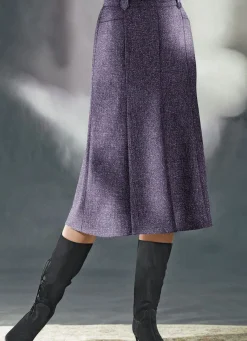 Clearance BADER Bahnenrock in Tweed mit Boucle-Effektgarn BROMBEER MEL.