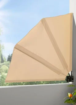 BADER Balkonfächer mit pulverbeschichtetem Stahlgestell beige