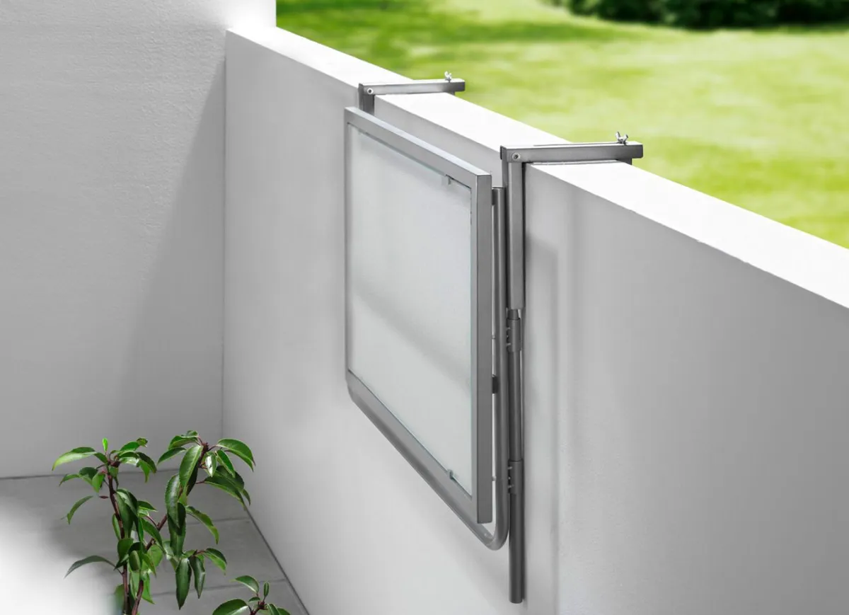 Clearance BADER Balkon-Hängetisch mit Glasplatte SILBER