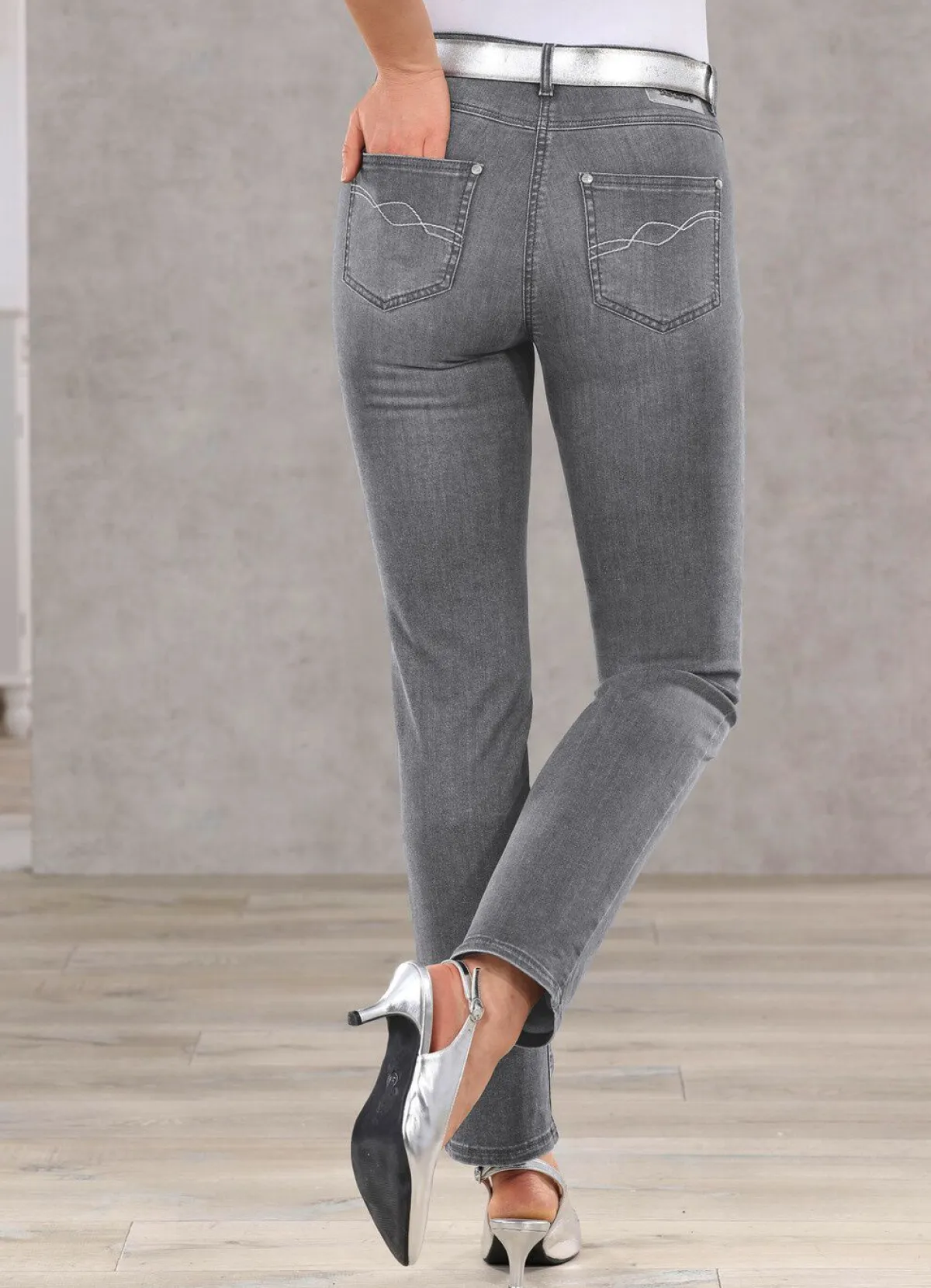 Clearance BADER Bauchweg-Jeans in 5-Pocket-Form GRAU