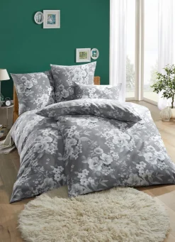 Hot BADER Beidseitig bedruckte Bettwäsche-Garnitur aus Polycotton GRAU