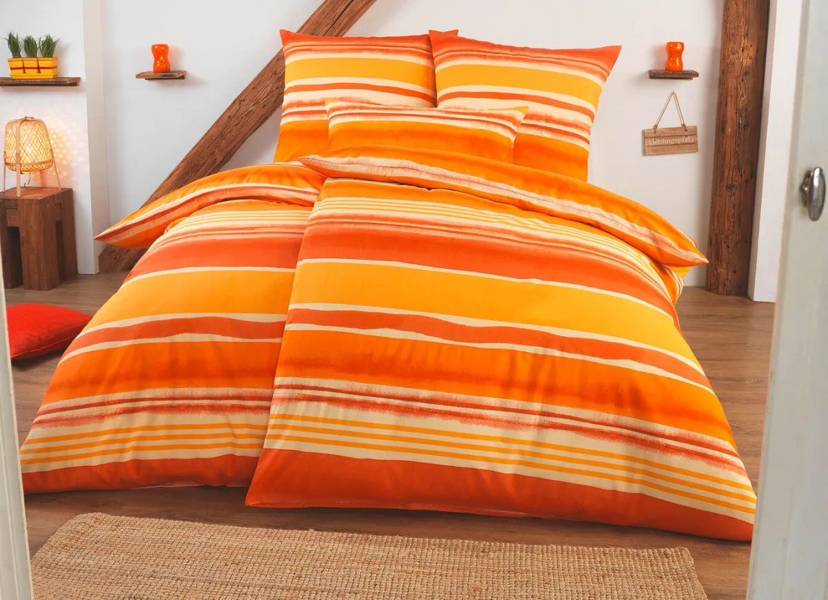 BADER Beidseitig bedruckte Bettwäsche-Garnitur in Polycotton-Qualität TERRA