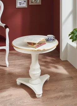 New BADER Beistelltisch WEISS-GOLD