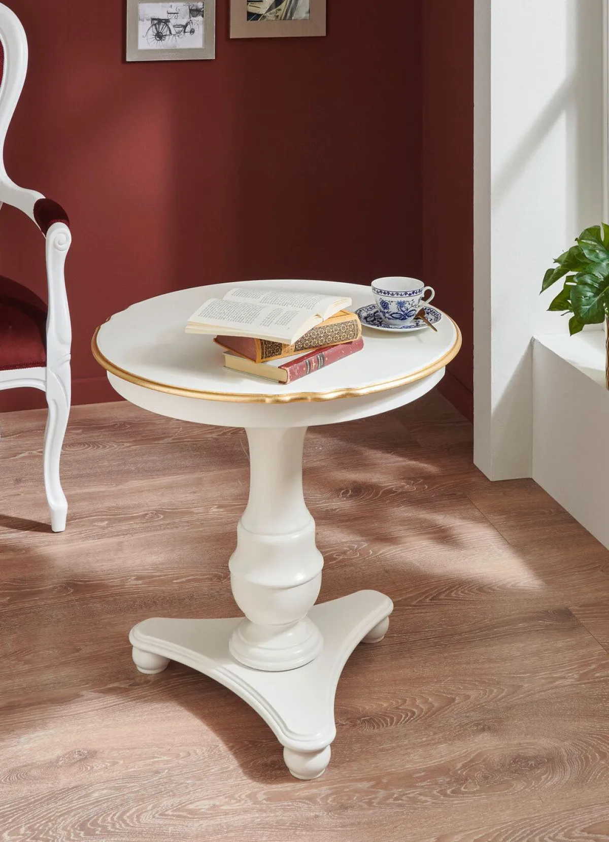 New BADER Beistelltisch WEISS-GOLD