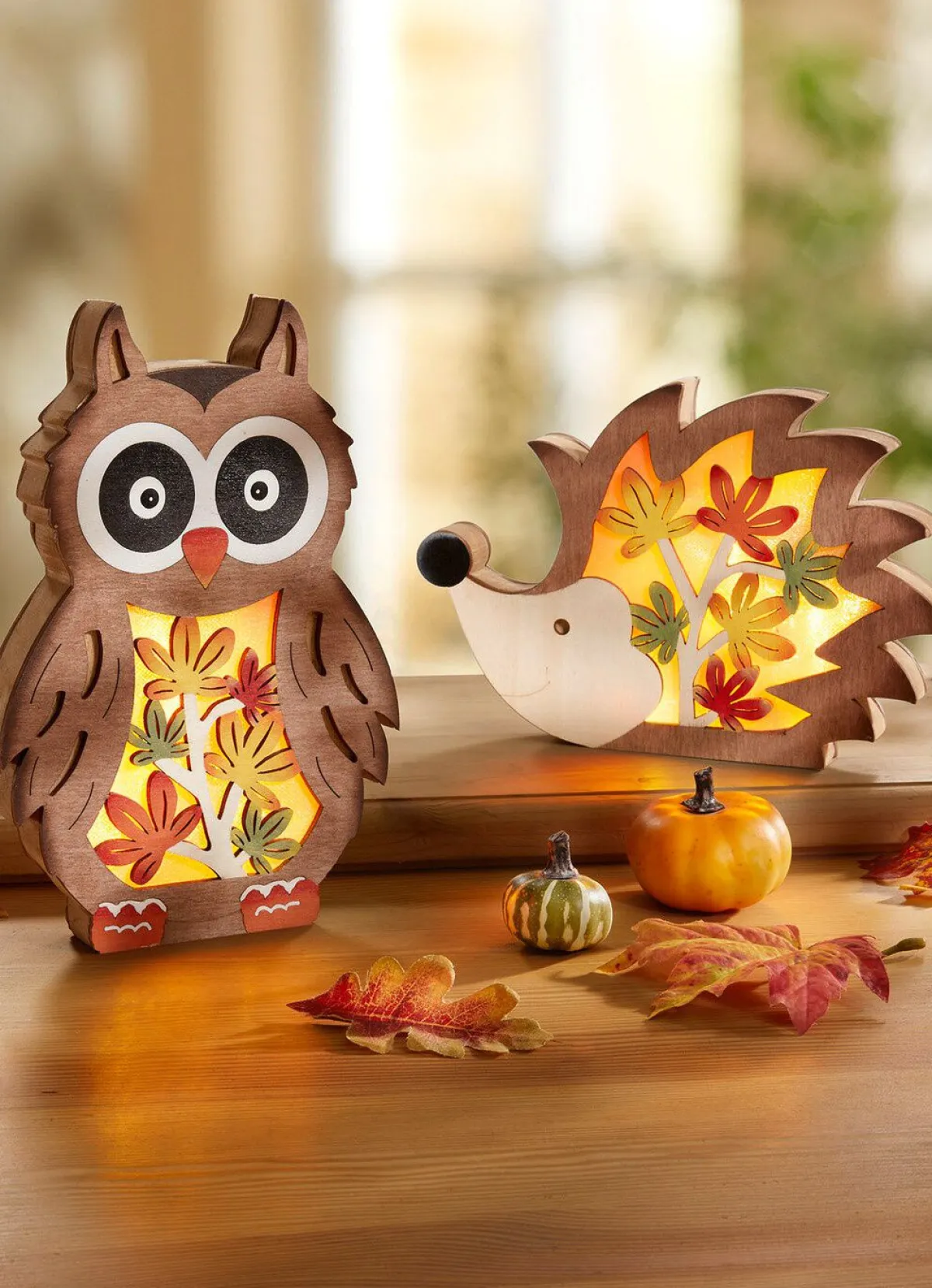 Sale BADER Beleuchtete Holz-Figuren, 2er-Set BRAUN-ORANGE