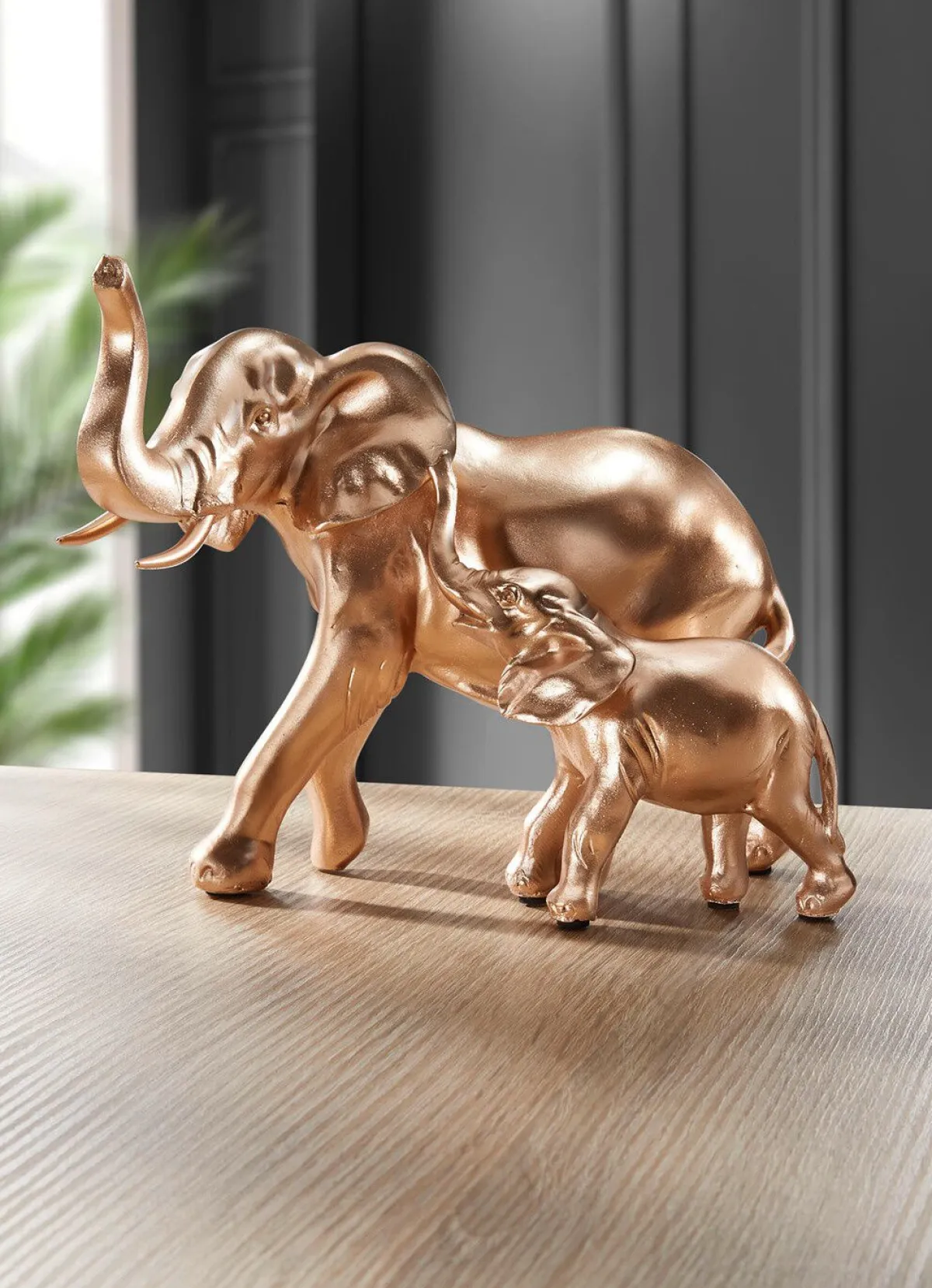 Clearance BADER Bemalte Elefantenmutter mit Kind GOLD