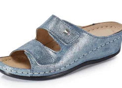 Best BADER Bequeme Damen-Pantoletten, Weite G, mit Klettverschluss JEANS