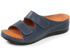 Outlet BADER Bequeme Damen-Pantoletten, Weite G, mit Klettverschluss MARINE