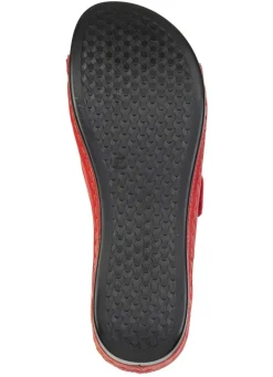 Discount BADER Bequeme Damen-Pantoletten, Weite G, mit Klettverschluss ROT