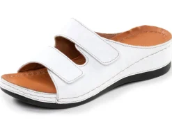 Hot BADER Bequeme Damen-Pantoletten, Weite G, mit Klettverschluss WEISS