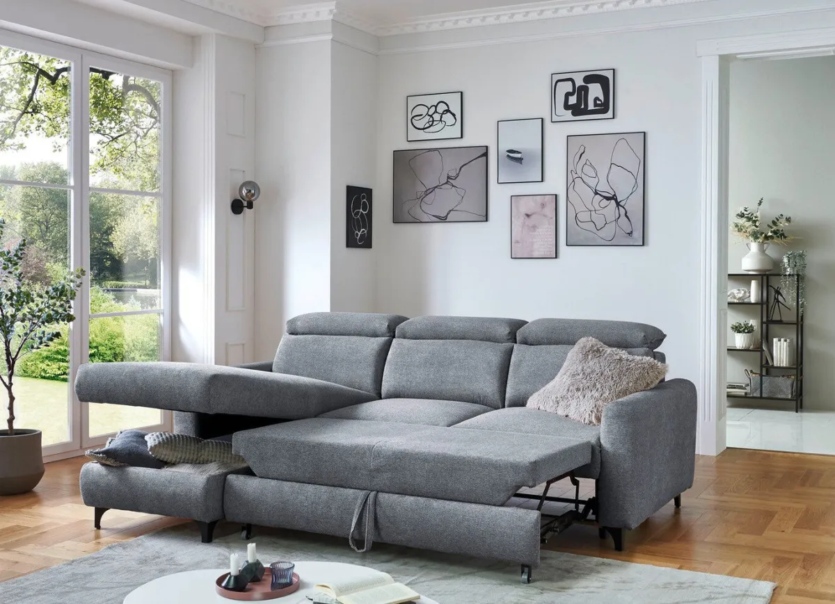 Sale BADER Bequeme Polsterecke mit Bettfunktion GRAU