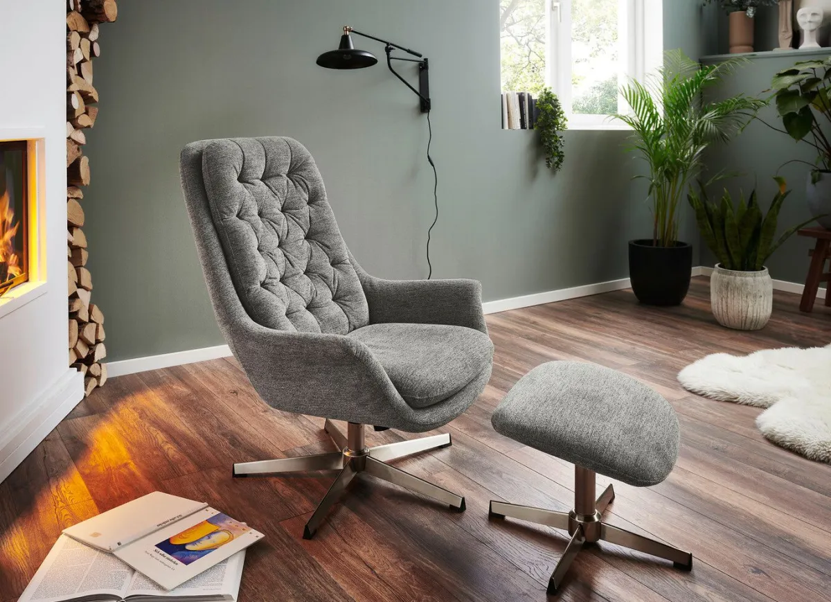 Outlet BADER Bequemer Relax-Sessel mit Hocker ANTHRAZIT