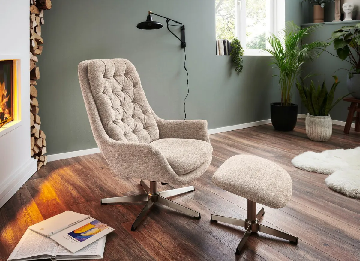 Online BADER Bequemer Relax-Sessel mit Hocker BEIGE