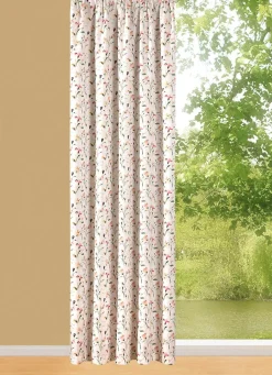 Clearance BADER Übergardine mit Blumen-Dessin und Universalschienenband NATUR