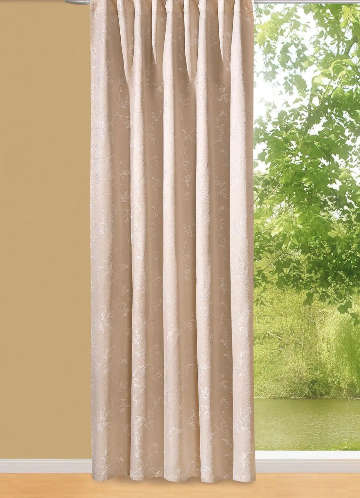 Sale BADER Übergardine mit Ranken-Motiv BEIGE