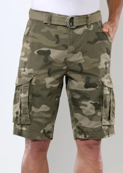 Sale BADER Bermudas mit Gürtel und Cargotaschen in 2 Farben OLIV-BEIGE