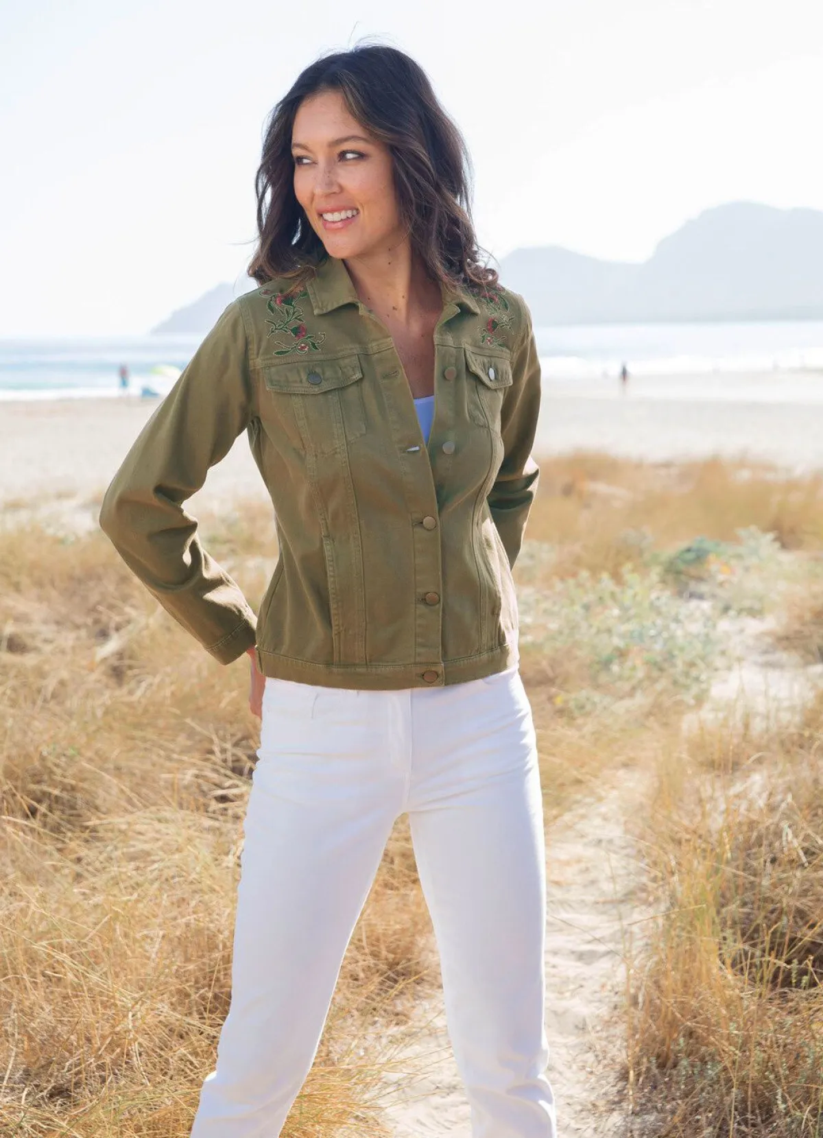 Best BADER Bestickte Jeansjacke OLIV