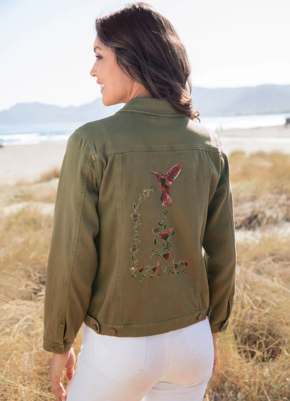 Best BADER Bestickte Jeansjacke OLIV