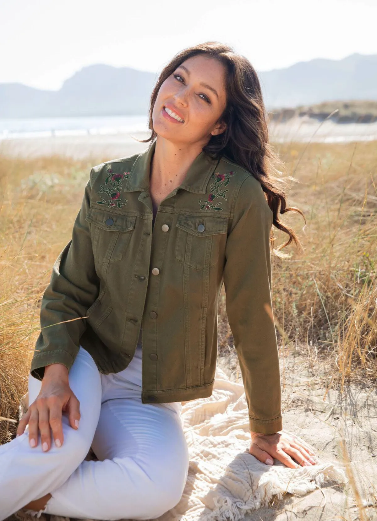 Best BADER Bestickte Jeansjacke OLIV
