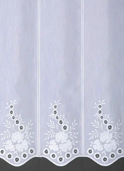 Sale BADER Bestickter Kurzstore mit gebogtem Abschluss WEISS