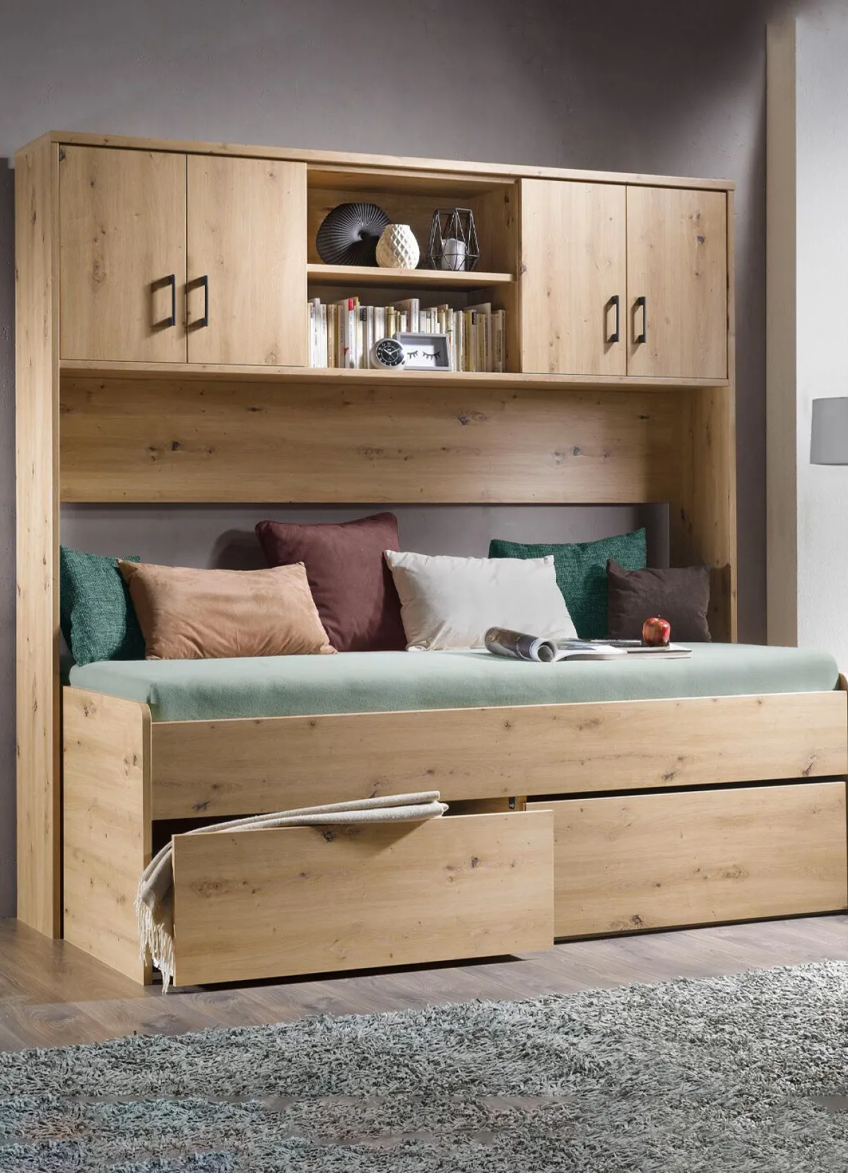 Clearance BADER Bett mit 2 Schubladen ARTISAN EICHE
