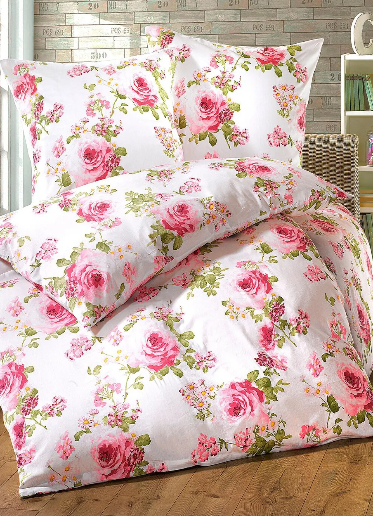 Sale BADER Bettwäsche-Garnitur mit Rosen-Dessin MULTICOLOR