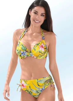 Hot BADER Bikini mit Bügel, Höschen seitlich raffbar GELB-BUNT