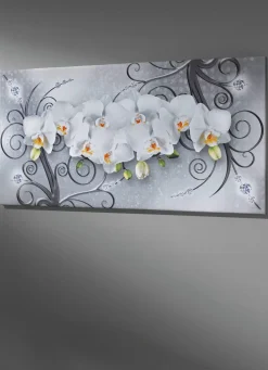 New BADER Bild mit dem Titel Orchideen WEISS-SILBER