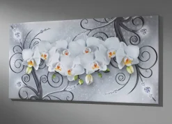 New BADER Bild mit dem Titel Orchideen WEISS-SILBER