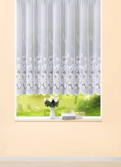 New BADER Blumenfenster-Store mit gebogtem Abschluss WEISS