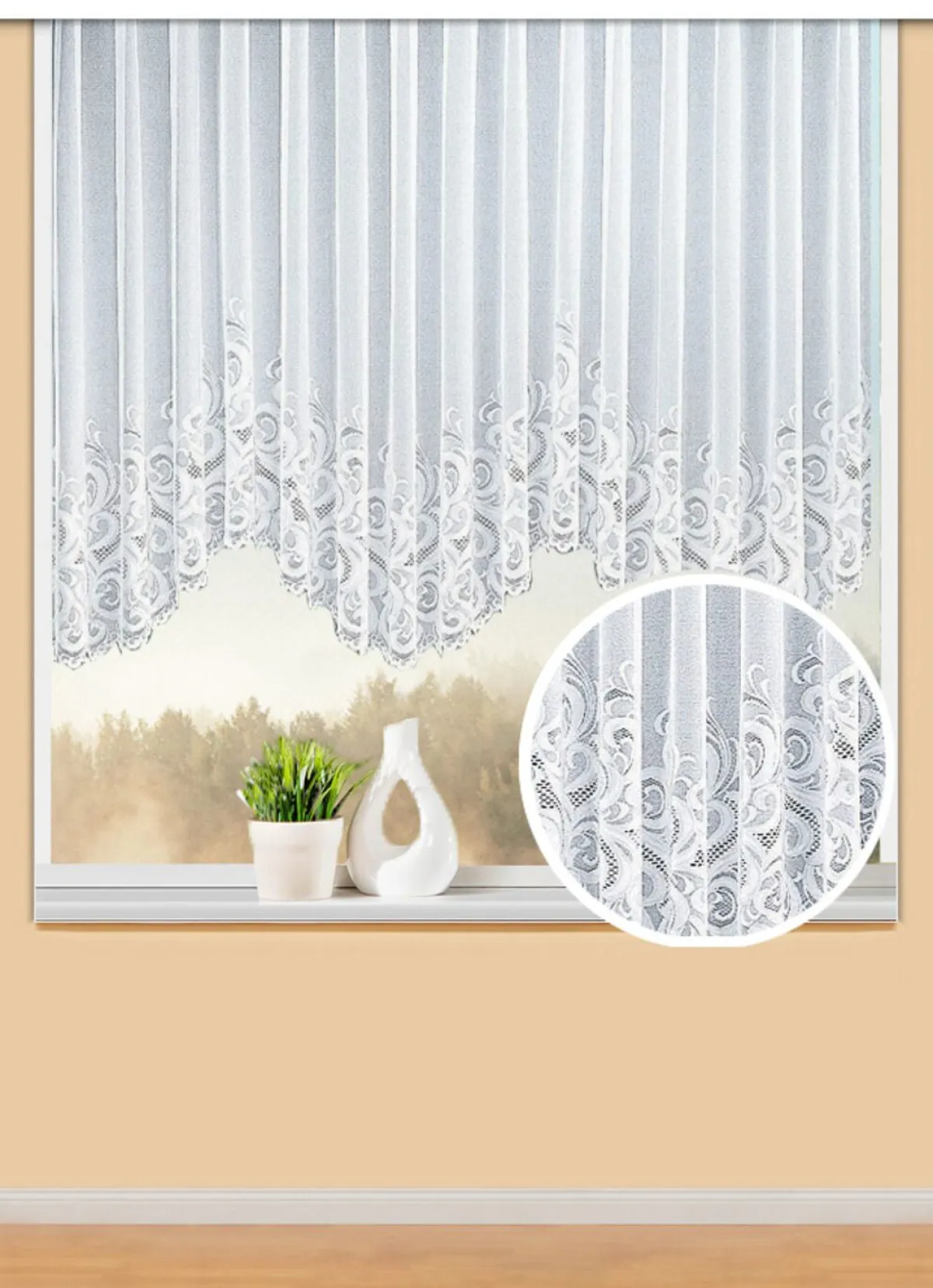 Best DIOLEN Blumenfenster-Store mit Universalschienenband WEISS