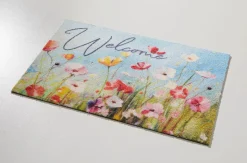 Outlet BADER Blumenreiche Fußmatte „Willkommen“ BUNT
