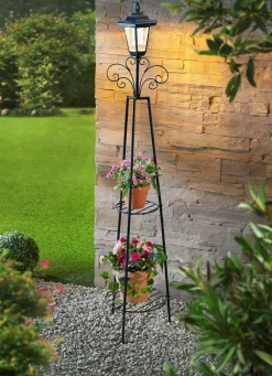 Clearance BADER Blumenständer mit Solarleuchte schwarz
