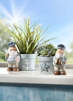 Discount BADER Blumentöpfe aus Keramik im 2er-Set WEISS-BLAU