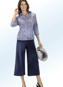 Sale BADER Bluse aus gecrashtem Ausbrenner-Gewebe HELLBLAU-MARINE