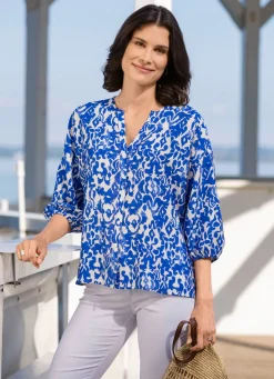 Best laurakent Bluse mit Hemdkragen ROYALBLAU-ECRU-TAUPE