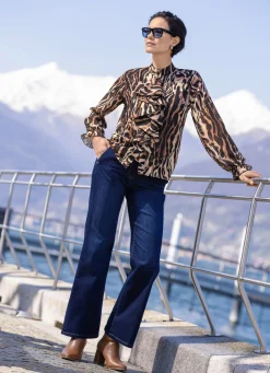 Discount laurakent Bluse mit verspielten Volants SCHWARZ-BRAUN-BEIGE