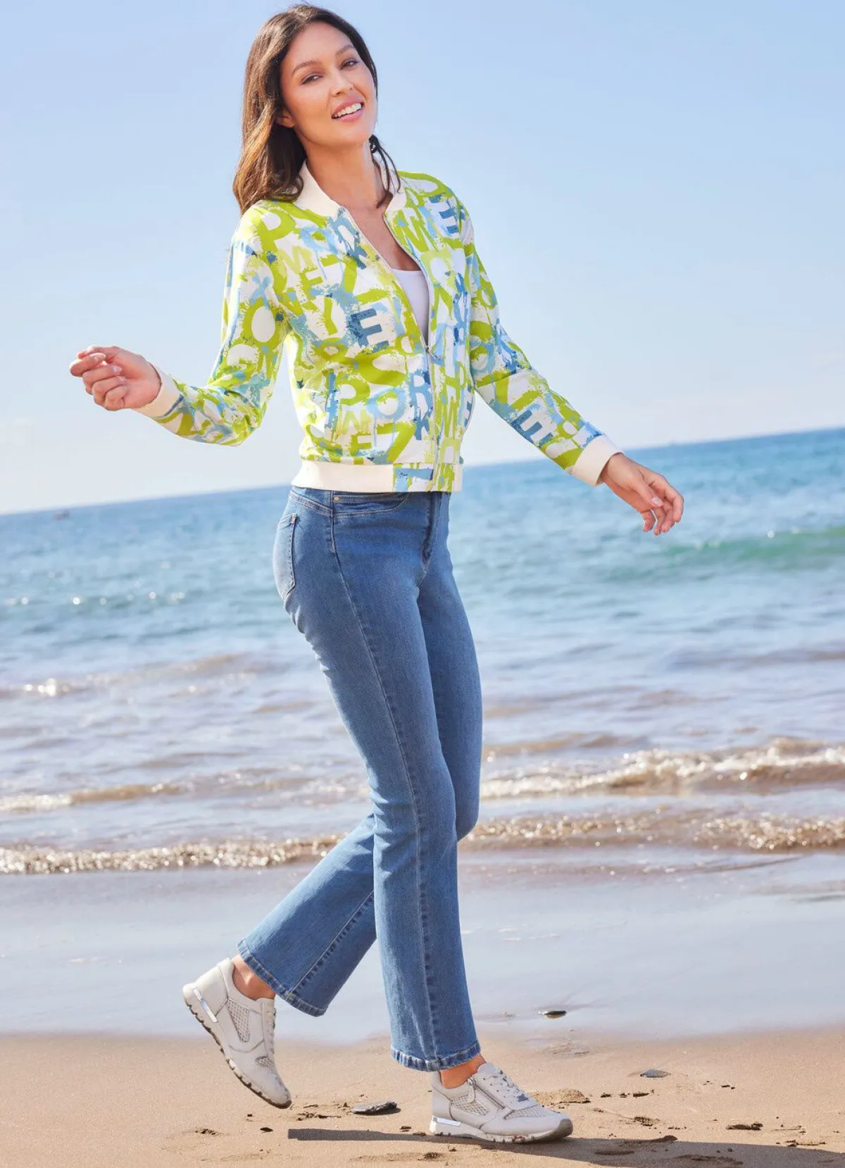 laurakent Blusenjacke mit tollem Dessin KIWI-ECRU-EISBLAU-BUNT