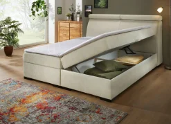 Outlet BADER Boxspringbett auf hochwertigem Echtholzgestell CREME
