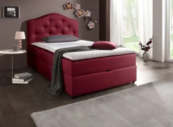 New BADER Boxspringbett mit Bettkasten und Topper BEERE