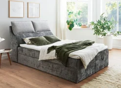 Sale BADER Boxspringbett mit Bettkasten und Kaltschaumtopper HELLGRAU-GRAU