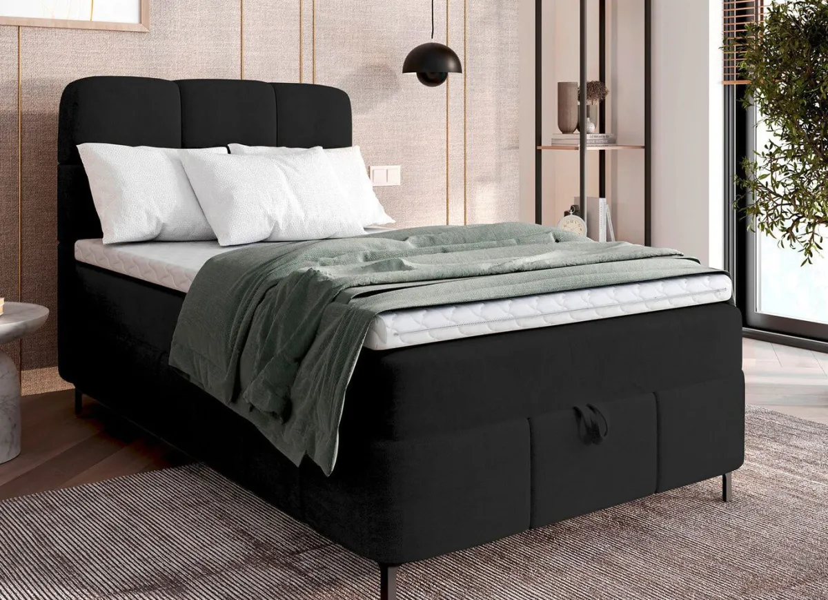 BADER Boxspringbett mit Bettkasten und Topper SCHWARZ