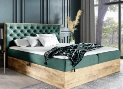 Online BADER Boxspringbett mit Bettkasten und Topper DUNKELGRÜN
