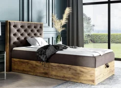 Discount BADER Boxspringbett mit Bettkasten und Topper BRAUN
