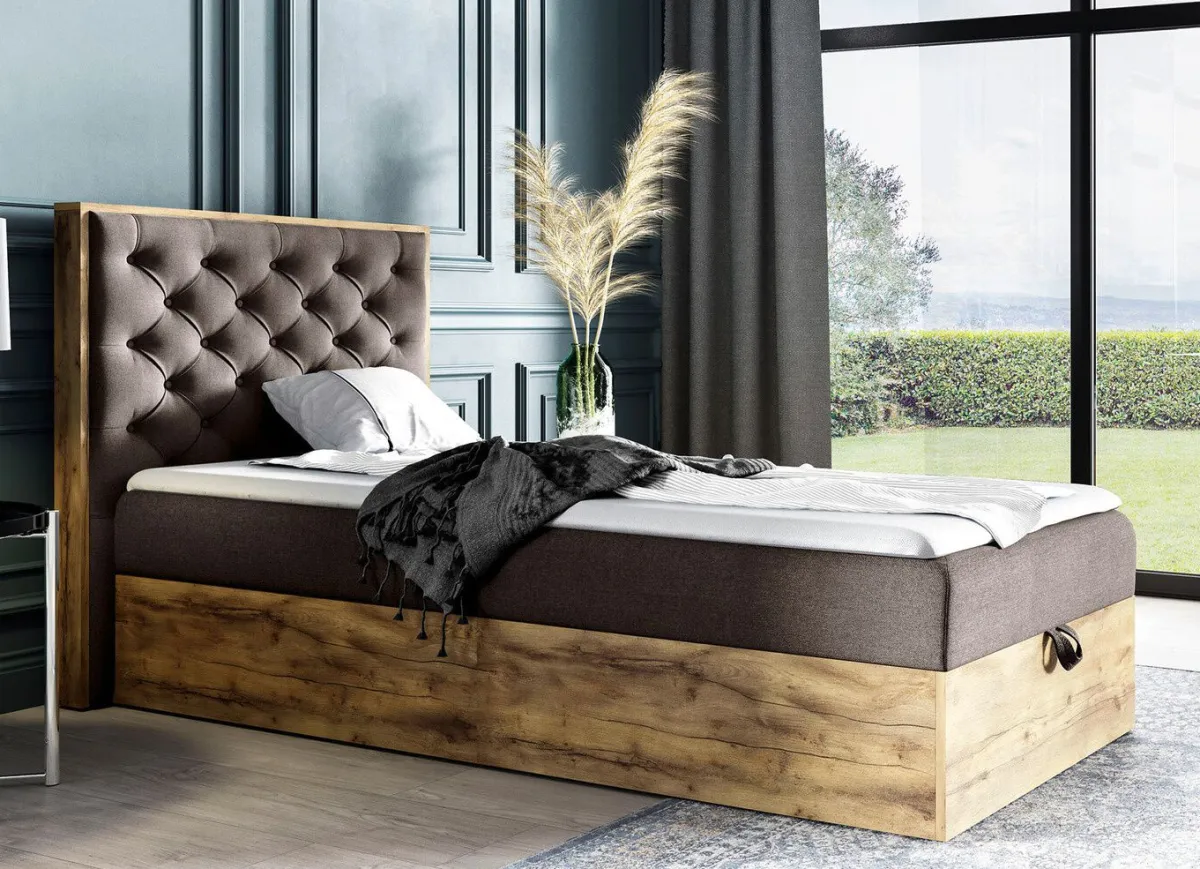Discount BADER Boxspringbett mit Bettkasten und Topper BRAUN