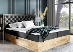 New BADER Boxspringbett mit Bettkasten und Topper ANTHRAZIT