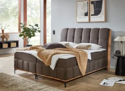 New BADER Boxspringbett mit Bettkästen und Kaltschaum-Topper BRAUN