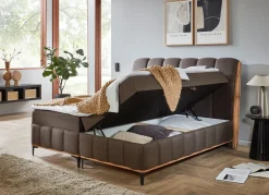 New BADER Boxspringbett mit Bettkästen und Kaltschaum-Topper BRAUN